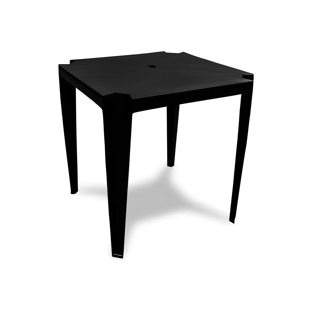 Mesa de Plástico Negra Reforzada – Apilable y Resistente