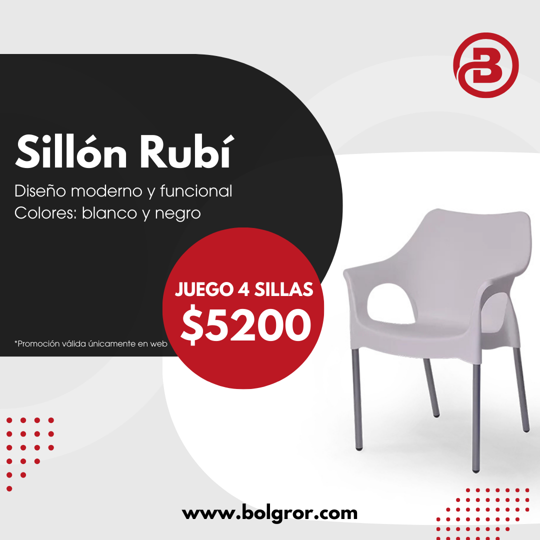 Sillón rubí blanca x 4 unidades