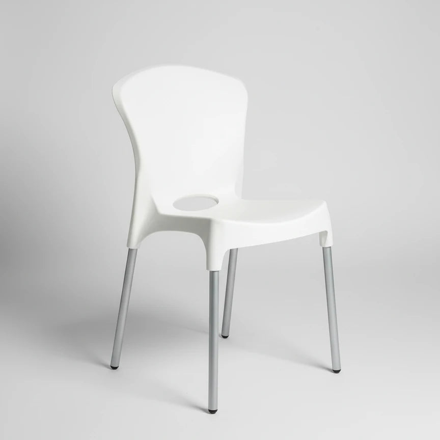Silla de Diseño Zafiro Blanca con Patas Metálicas Apilable