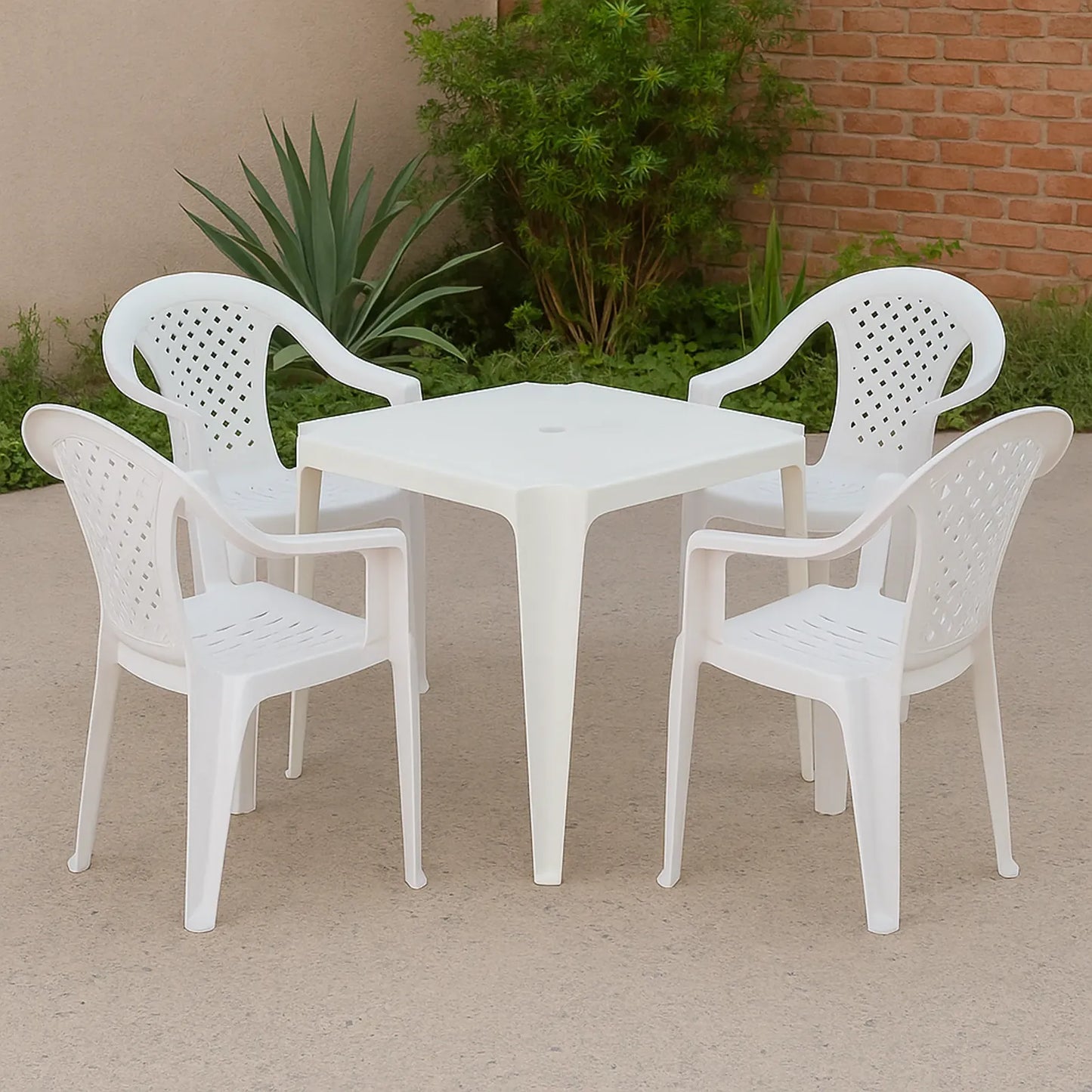 Silla de Plástico Mallorca Blanca Reforzada con Apoyabrazos
