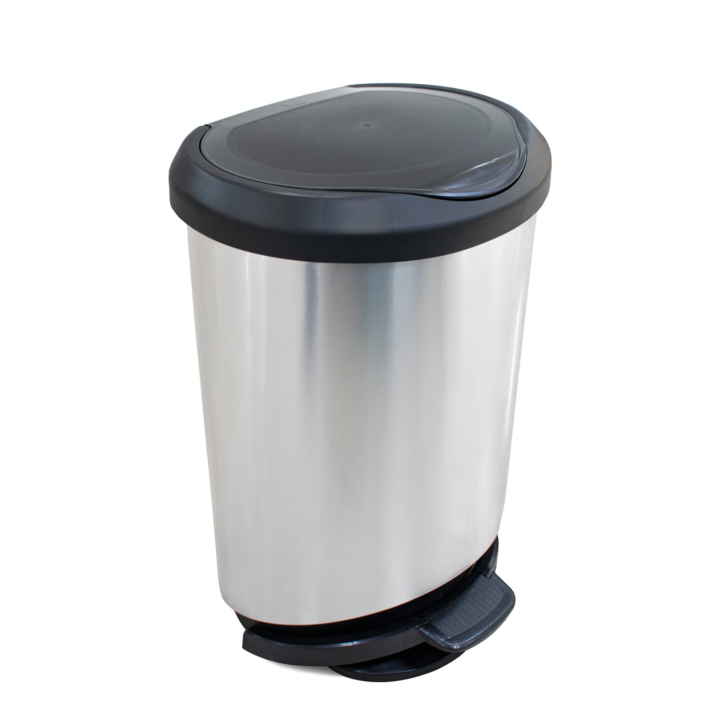 Tarro de Residuos con Pedal 45 L Arqplast | Tapa Negra Color Plata