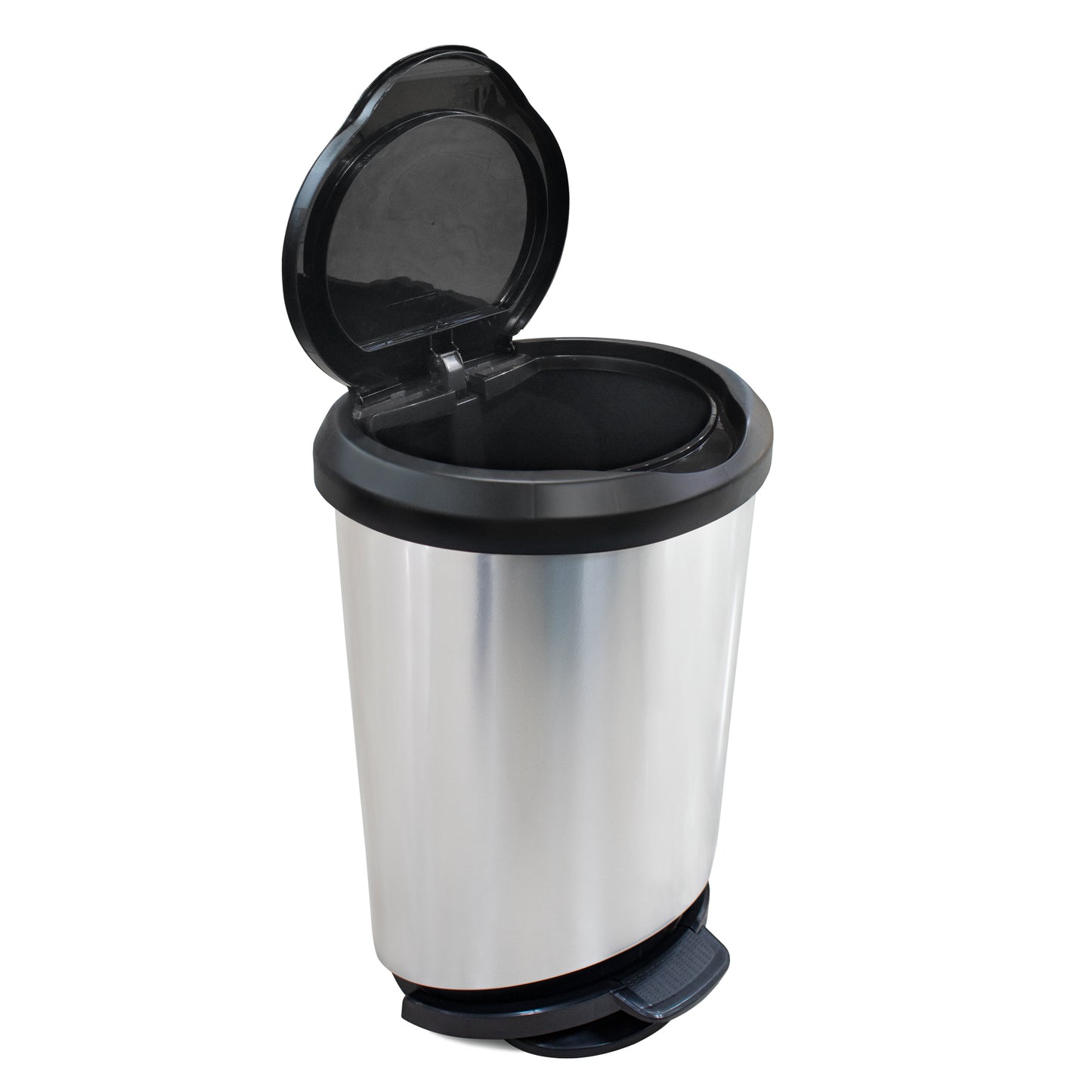 Tarro de Residuos con Pedal 45 L Arqplast | Tapa Negra Color Plata