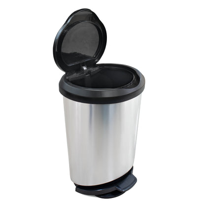 Tarro de Residuos con Pedal 45 L Arqplast | Tapa Negra Color Plata