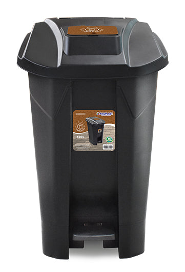 Tacho de basura 120 L con pedal, ruedas y doble tapa rebatible