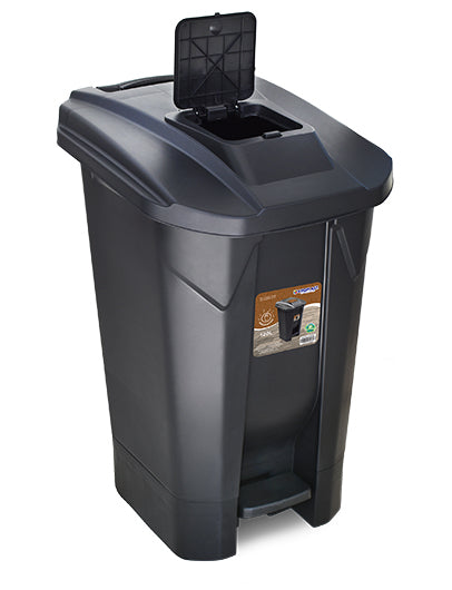 Tacho de basura 120 L con pedal, ruedas y doble tapa rebatible