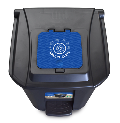 Tacho de basura 60 L con pedal, ruedas y doble tapa