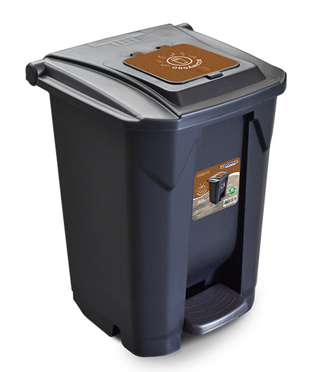 Tacho de basura 60 L con pedal, ruedas y doble tapa