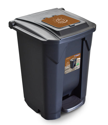 Tacho de basura 60 L con pedal, ruedas y doble tapa