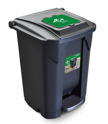 Tacho de basura 60 L con pedal, ruedas y doble tapa