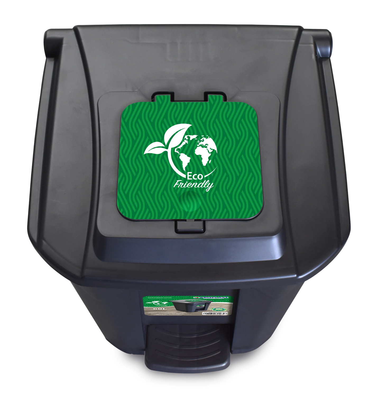 Tacho de basura 60 L con pedal, ruedas y doble tapa