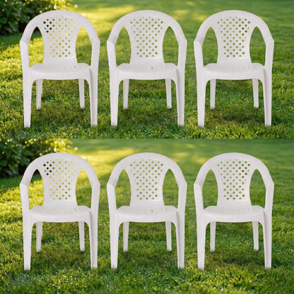 Pack x6 Sillas Plásticas Reforzadas Mallorca con Apoyabrazos