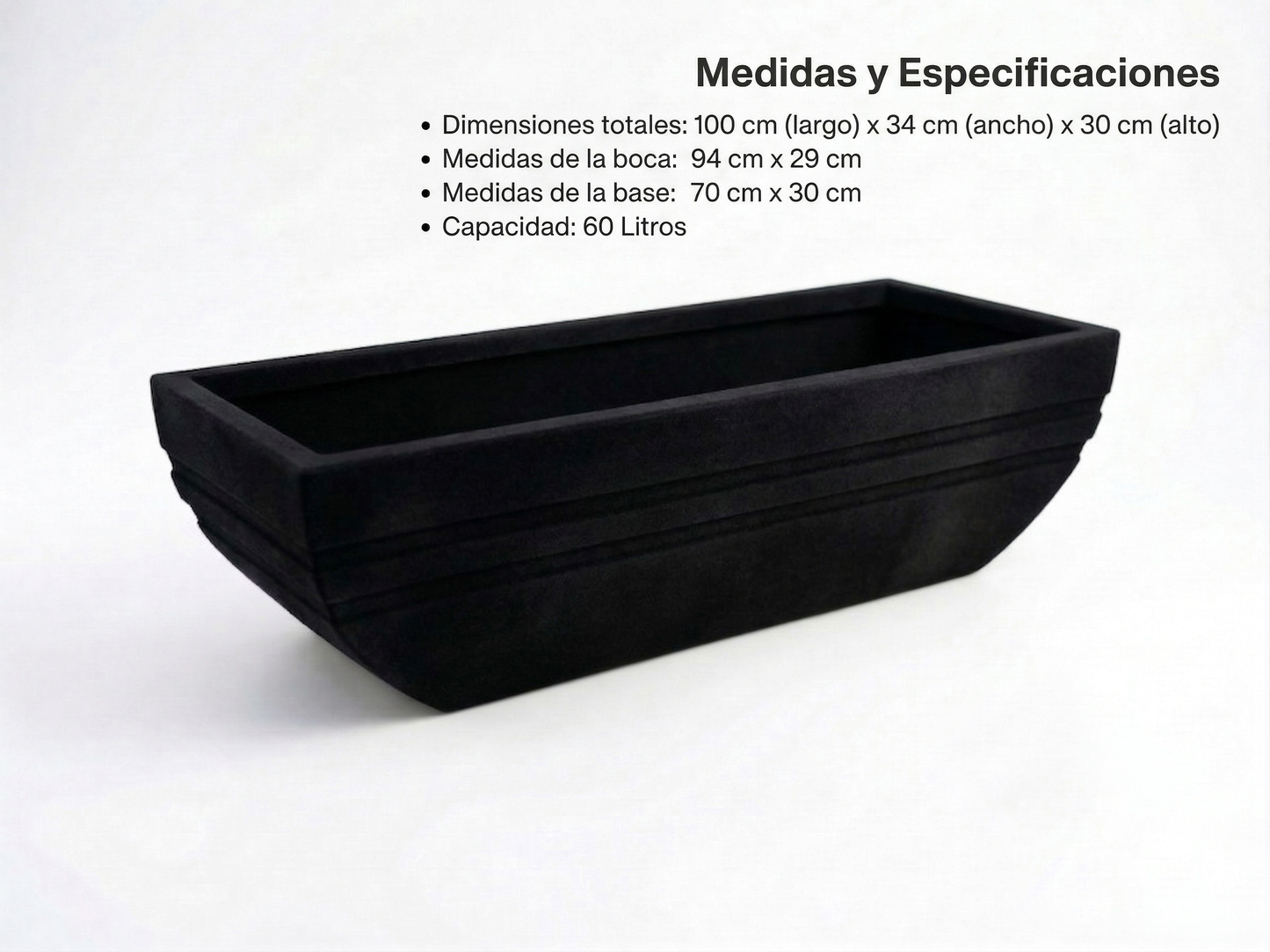 Maceta Jardinera Extra Grande 100 Cm Bosco Pisa Exterior 60 L
