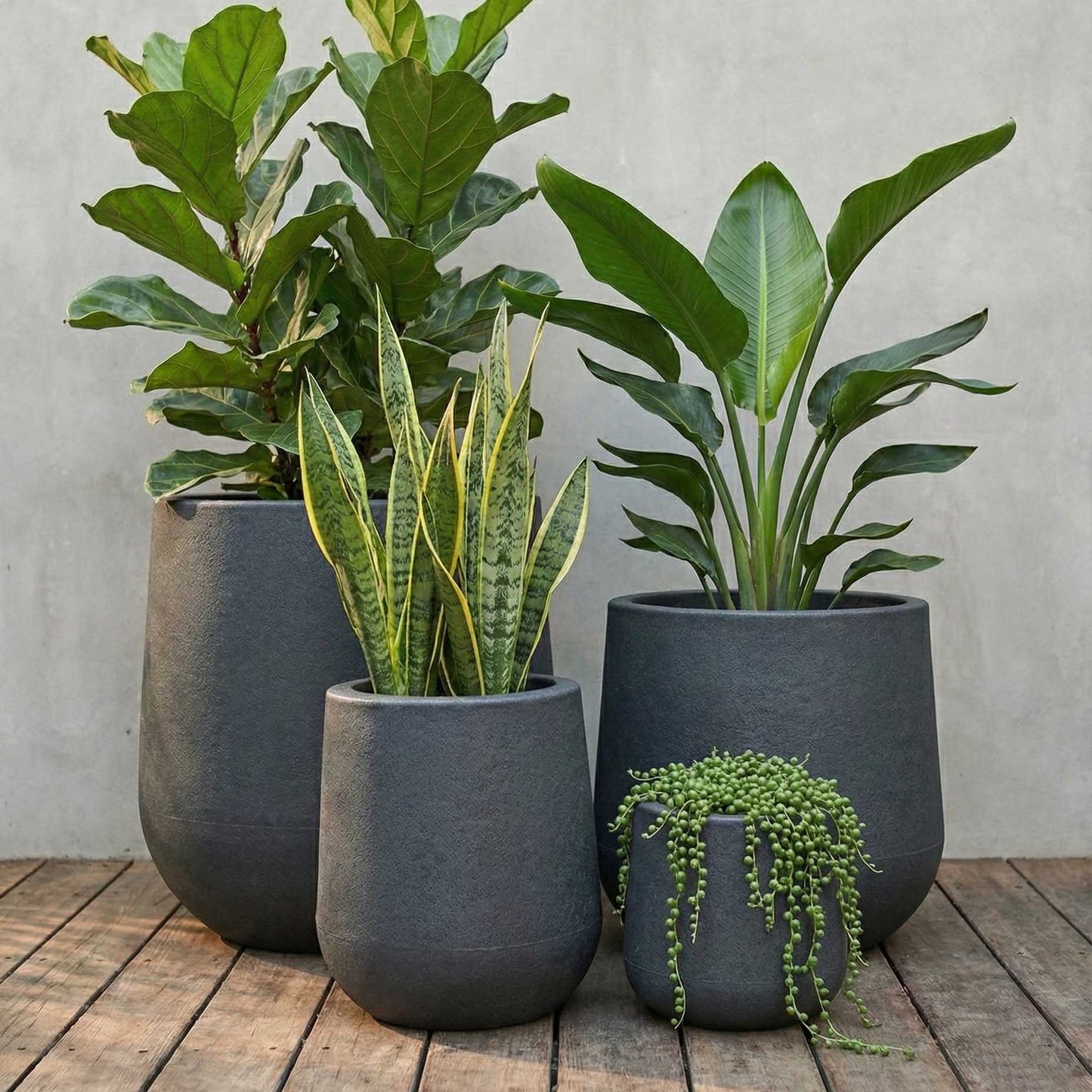 Maceta Bosco Gota rotomoldeada efecto piedra