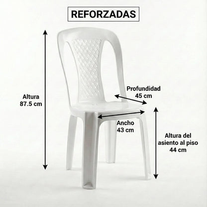 Pack x10 Sillas Plásticas Reforzadas Ibiza Apilables