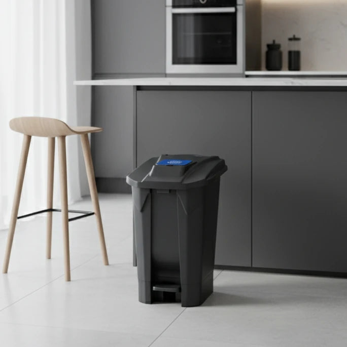 Tacho de basura 60 L con pedal, ruedas y doble tapa