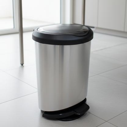 Tarro de Residuos con Pedal 45 L Arqplast | Tapa Negra Color Plata