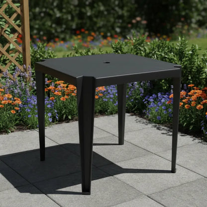 Mesa de Plástico Negra Reforzada – Apilable y Resistente