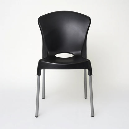 Silla de Diseño Zafiro Negra con Patas Metálicas Apilable