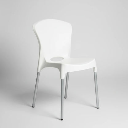 Silla de Diseño Zafiro Blanca con Patas Metálicas Apilable