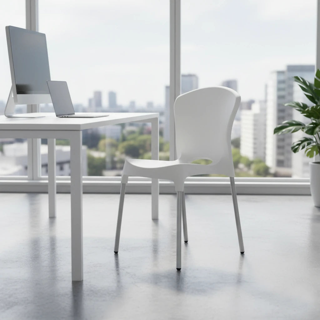 Silla de Diseño Zafiro Blanca con Patas Metálicas Apilable