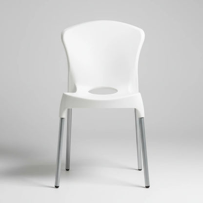 Silla de Diseño Zafiro Blanca con Patas Metálicas Apilable