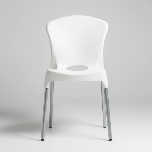 Silla de Diseño Zafiro Blanca con Patas Metálicas Apilable