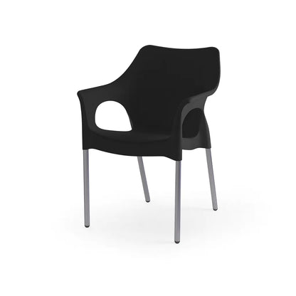 Silla de Comedor y Diseño Negra con Apoyabrazos y Patas Metálicas – Rubí