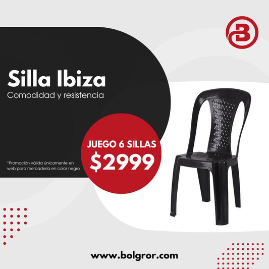 Silla Ibiza negra x 6 unidades