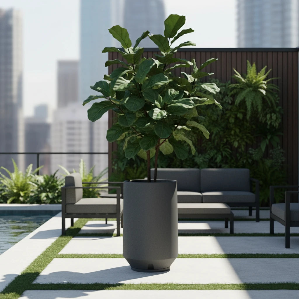 Maceta Bosco Vignola 53 L simil piedra – Interior y exterior, alta y decorativa