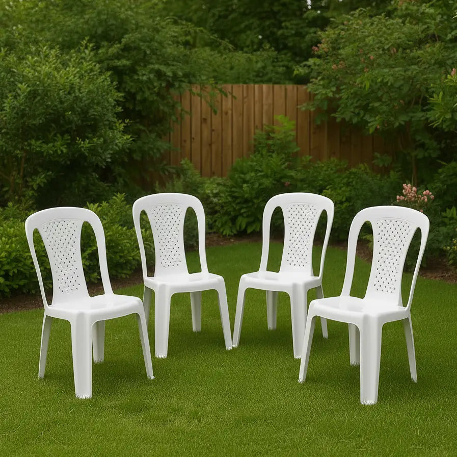 Juego De Jardín Patio Balcón 4 Sillas Ibiza + 1 Mesa Blanco