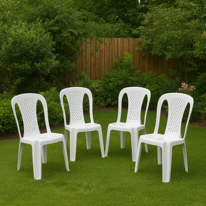 Juego De Jardín Patio Balcón 4 Sillas Ibiza + 1 Mesa Blanco