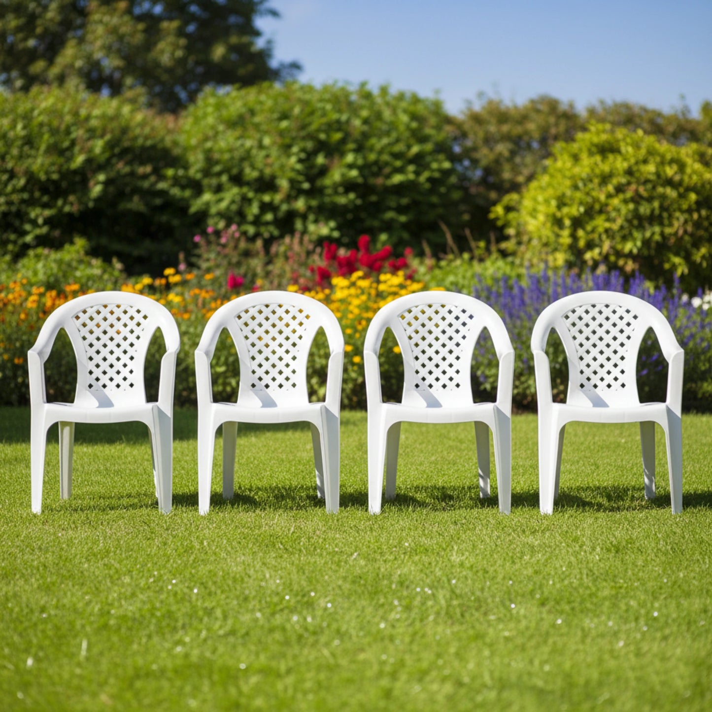 Pack x4 Sillas Plásticas Reforzadas Mallorca con Apoyabrazos