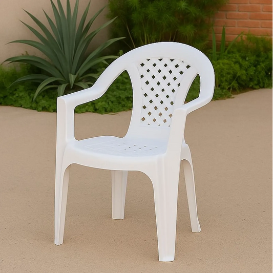 Silla de Plástico Mallorca Blanca Reforzada con Apoyabrazos