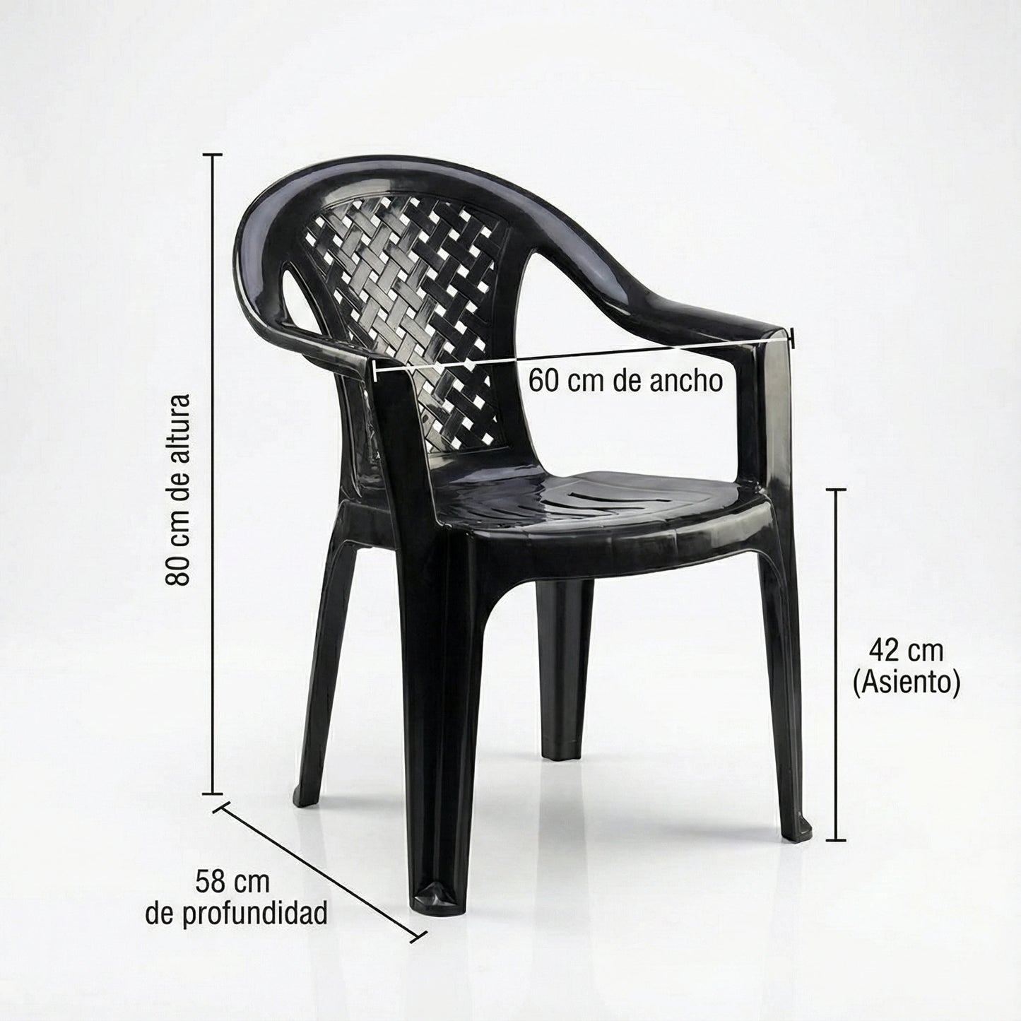 Pack x6 Sillas Plásticas Reforzadas Mallorca con Apoyabrazos