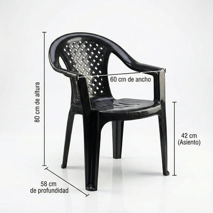 Pack x6 Sillas Plásticas Reforzadas Mallorca con Apoyabrazos