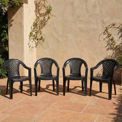 Pack x4 Sillas Plásticas Reforzadas Mallorca con Apoyabrazos