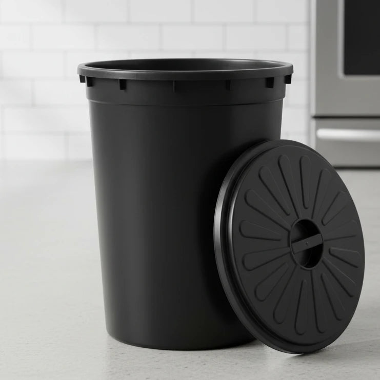 Tacho de basura 48 L Negro con tapa Gemplast