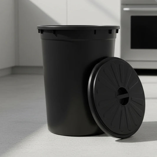 Tacho de basura 48 L Negro con tapa Gemplast