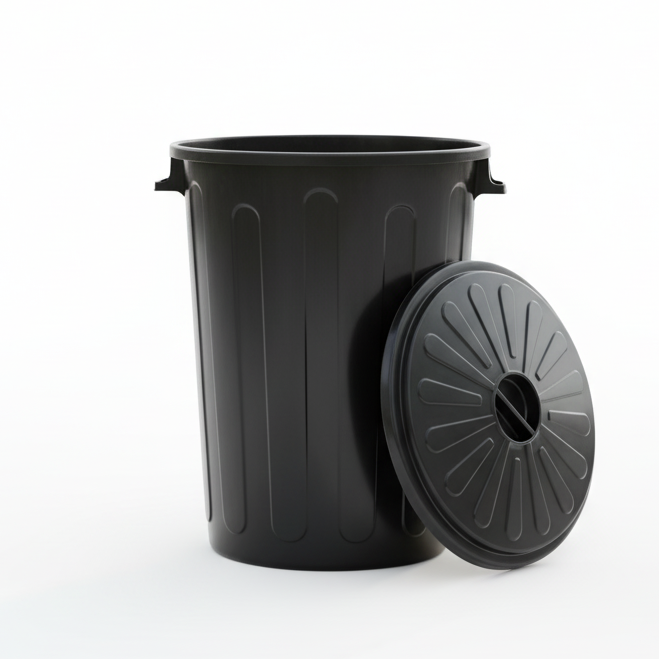 Tacho de basura grande 98 L Negro con tapa