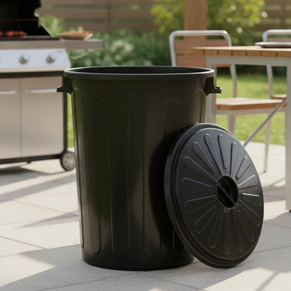 Tacho de basura grande 98 L Negro con tapa